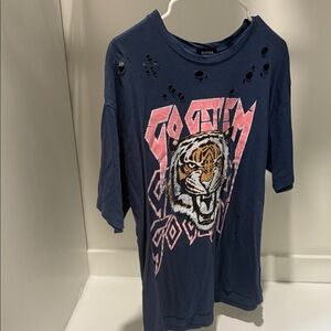 Zutter Navy Graphic Tiger Short Sleeve Tee